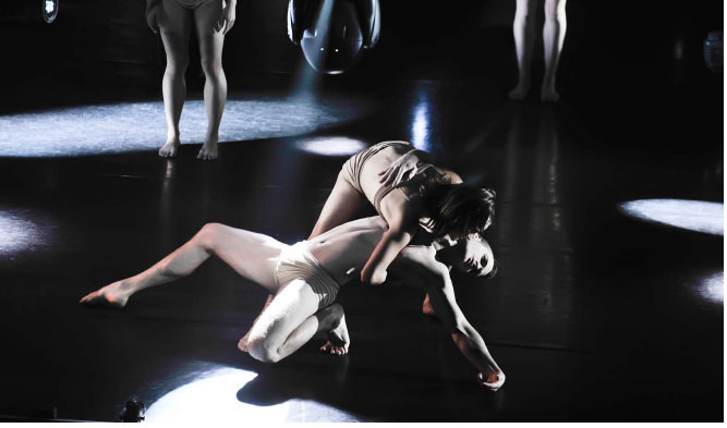 SYDNEY DANCE COMPANY – 360. These images are of the 2008 Sydney production of 360,a new work created from scratch in seven weeks Choreographed by Rafael Bonachela for which I designed the costumes, set and large scale video images.